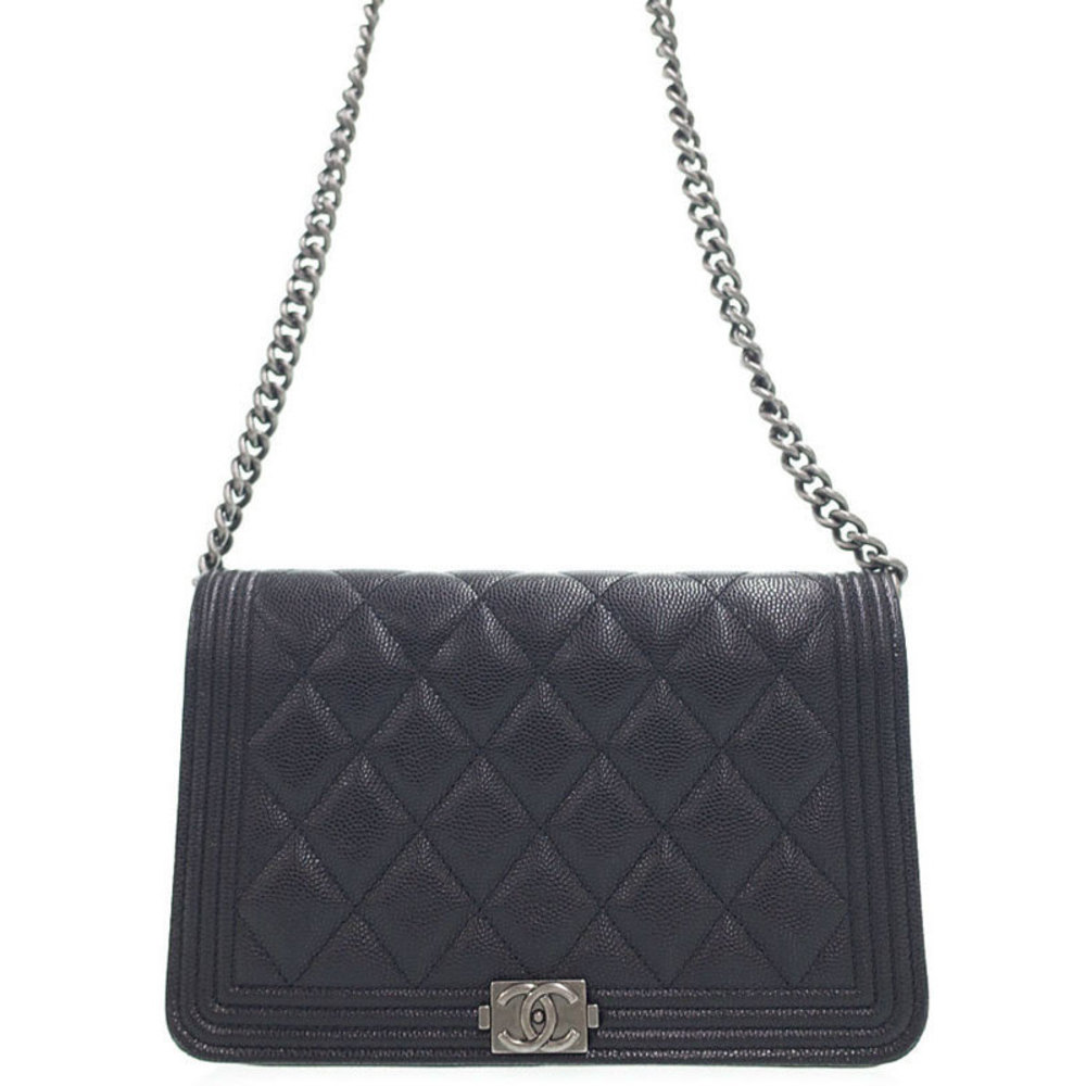 Chanel Boy Chain Wallet Black